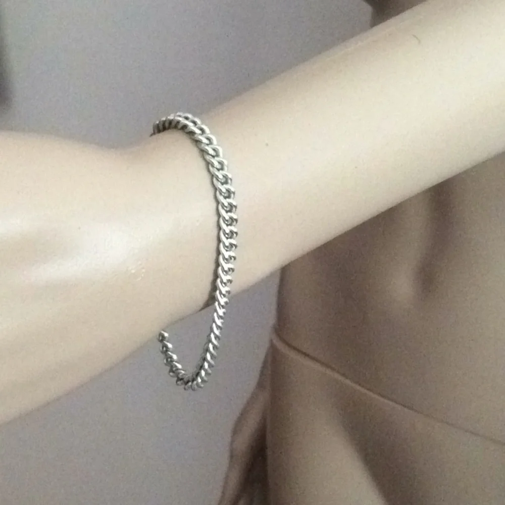 Sterling Silver Curb Chain Bracelet Italy